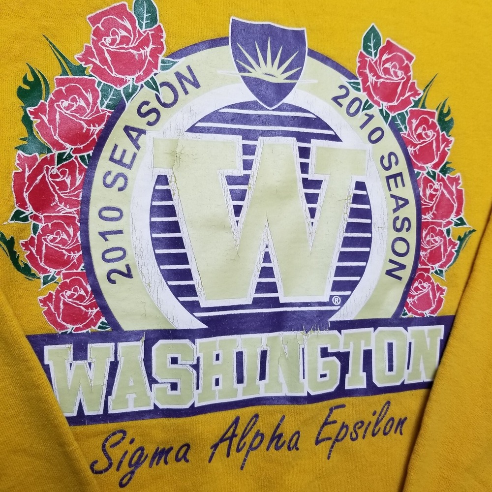 Sigma Alpha Epsilon Frat  SAE university of Washington yellow Crew Neck Size Sm - Picture 14 of 15